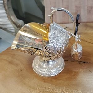 Vintage silver plated sugar scoop with mini scoop